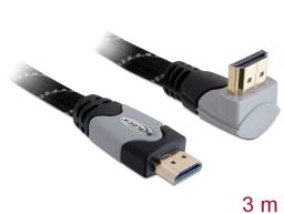 DeLock High Speed HDMI with Ethernet – HDMI A male > HDMI A male angled 4K 3m Cable Black