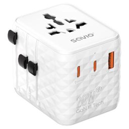 Savio AP-08 Universal travel adapter 20W White