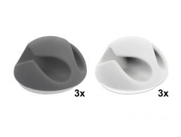 DeLock Cable Holder with 2 feed-throughs Set 6 pieces