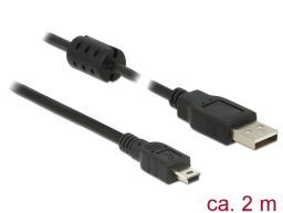 DeLock USB 2.0 Type-A male > USB 2.0 Mini-B male 2m cable Black