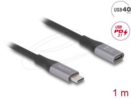 DeLock USB 40 Gbps Extension Cable USB Type-C male to female PD 3.1 1m Grey Metal
