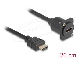 DeLock D-Type HDMI male to female cable 0,2m Black