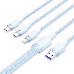 Vention USB 2.0 A Male to 3-in-1 USB-C & Lightning & Micro-B Male 6A Cable 1,5m Blue