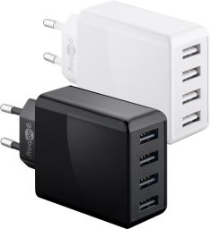 USB hálózati gyorstöltő 4 x USB 3.0 (30W), fekete GOOBAY (44962)