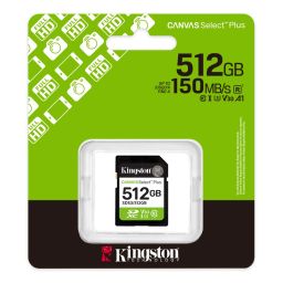 Kingston 512GB SDXC Canvas Select Plus Gen3 Class 10 UHS-I U3 V30 A1