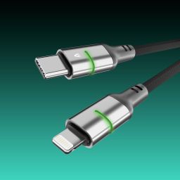 Avax CB637 Steely LED 27W USB-C to Lightning charger cable 3m Black