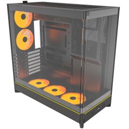 Számítógépház Montech HS02 PRO PC Ház, Midi-Tower, ATX, Edzett Üveg, ARGB - Fekete
