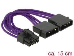 DeLock Power Cable PCI Express 8 pin male > 2 x 4 pin male textile shielding Purple