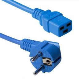 ACT Powercord mains connector Schuko CEE 7/7 male (angled) - C19 IEC 60320 1,8m Blue