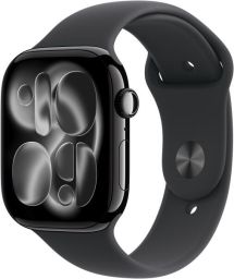 Apple Watch S11 Cellular 46mm Jet Black Aluminium Case with Black Sport Band - M/L