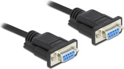 DeLock RS-232 D-Sub9 female to female null modem with narrow plug housing Serial Cable 5m Black