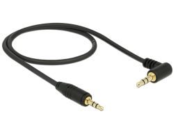 DeLock Stereo Jack Cable 3.5mm 3 pin male > male angled 0,5m Black