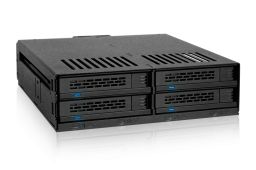 IcyDock ExpressCage MB324SP-1B 4 Bay 2.5” SATA/SAS HDD SSD Hot-Swap Mobile Rack Enclosure with Tool-Less SSD Mounting Tray for 5.25” Drive Bay (4 x SATA 7pin)