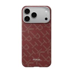Pitaka Ultra-Slim Case for iPhone 17 Pro Max Monogram-Gold/Red