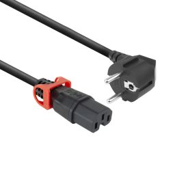 ACT PL0092 Powercord Schuko CEE 7/7 male (angled) - C15 IEC Lock+ 2m Black