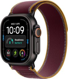 Apple Watch Ultra 4 Cellular 49mm Black Titanium Case with Burgundy Trail Loop M/L