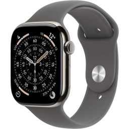 Apple Watch S11 Cellular 46mm Natural Titanium Case with Stone Grey Sport Band S/M