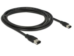 DeLock FireWire 6pin male > 6pin male 2m Black Cable