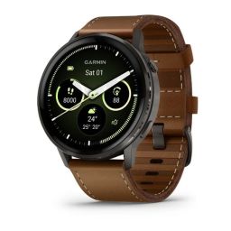 Garmin Venu 4 45mm Slate with Brown Leather Band