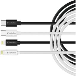 Verbatim Essentials Sync & Charge USB-C to Lightning 27W Cables 1m 2/pack Black/White