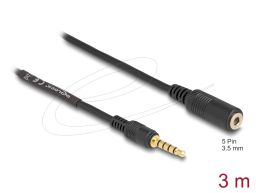 DeLock Extension Cable Stereo Jack 3.5 mm 5 pin male to female 3m Black