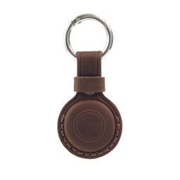 Mobile Origin AirTag Outdoor Leather Keychain A7 Midnight Brown