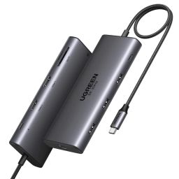 UGREEN Revodok Pro 210 10-in-1 USB-C Hub (Dual HDMI 4K@60Hz, 100W PD) Grey