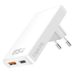 Logilink extra slim USB-A, USB-C 65W adapter White