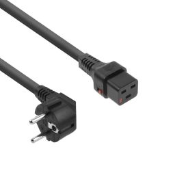 ACT Powercord Schuko CEE 7/7 male (angled) - C19 IEC Lock 2m Black