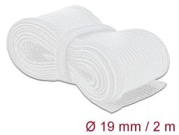 DeLock Braided Sleeving with Hook-and-Loop Fastener 2mx19mm White