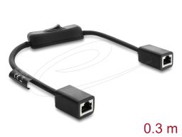 Delock RJ45 kábel, hüvely csatlakozó aljzat, kapcsolóval, Cat.6 F/UTP, 0,3 m   fekete
