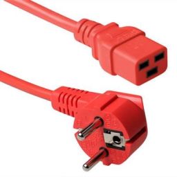 ACT Powercord mains connector Schuko CEE 7/7 male (angled) - C19 IEC 60320 0,6m Red