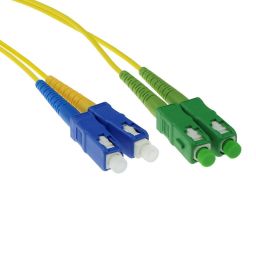 ACT LSZH Singlemode 9/125 OS2 fiber cable duplex with SC/APC and SC/PC connectors 15m Yellow