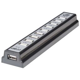 Manhattan 10-portos USB2.0 HUB Black