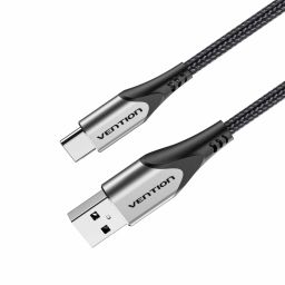 Vention Cotton Braided USB 2.0 A Male to C Male 3A Cable 1m Gray