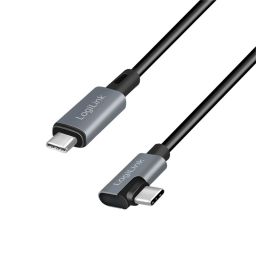 Logilink USB 2.0 Type-C cable, C/M 90° to C/M 2m Black
