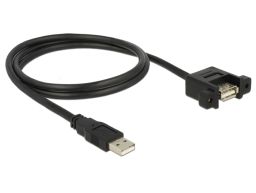 DeLock Cable USB 2.0 Type-A male > USB 2.0 Type-A female panel-mount 1m Black