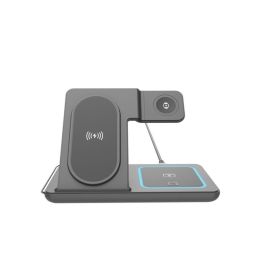 Gembird 3-in-1 foldable wireless charger stand 15W for Apple watch Black