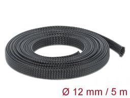 DeLock Braided Sleeve stretchable 5m x 12mm Black