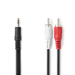 Nedis 3.5mm Male to 2x RCA Male Stereo Audio Cable 15m Black