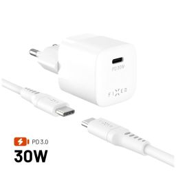 FIXED Mini GaN Charger 30W + USB-C/USB-C Cable White