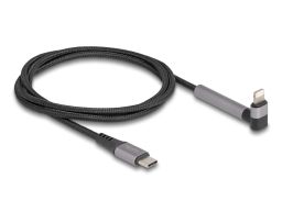 DeLock Data and Charging Cable USB Type-C to Lightning for iPhone, iPad, iPod angled with stand function 1,5m MFi Black