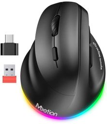 Meetion MT-BTM010L fekete balkezes ergonómikus wireless RGB egér