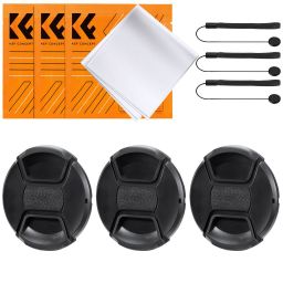 K&F Concept 3db objektívvédő sapka zsinórral + 3db törlőkendő, 46mm