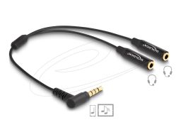 DeLock Audio Splitter stereo jack male 3.5 mm to 2 x stereo jack female 3.5 mm 4 pin angled Black