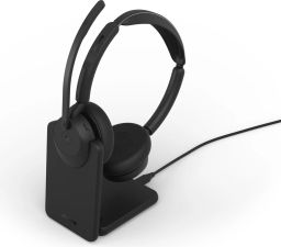 Jabra Evolve3 45 MS Stereo Link 390c Wireless Bluetooth Headset + Stand Black