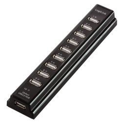 Logilink USB 2.0 hub 10-port with power supply Black