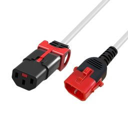 ACT Powercord C13 IEC Lock+ - C14 IEC Lock Dual Locking 1m White