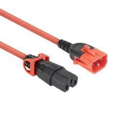 ACT PL0061 Powercord C14 IEC Lock+ Dual Locking - C15 IEC Lock+ 3m Red