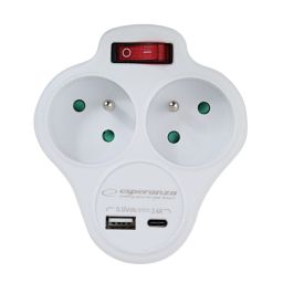 Esperanza ELK311W electrical socket splitter with switch White
